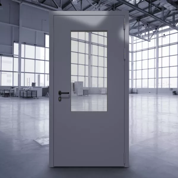 Техническая остеклённая дверь без порога ДТМО-01