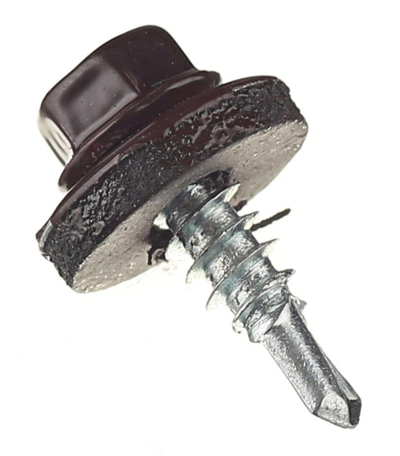 Саморезы кровельные с буром 19х5	5 мм металл-металл коричневые RAL 8017 (70 шт.)