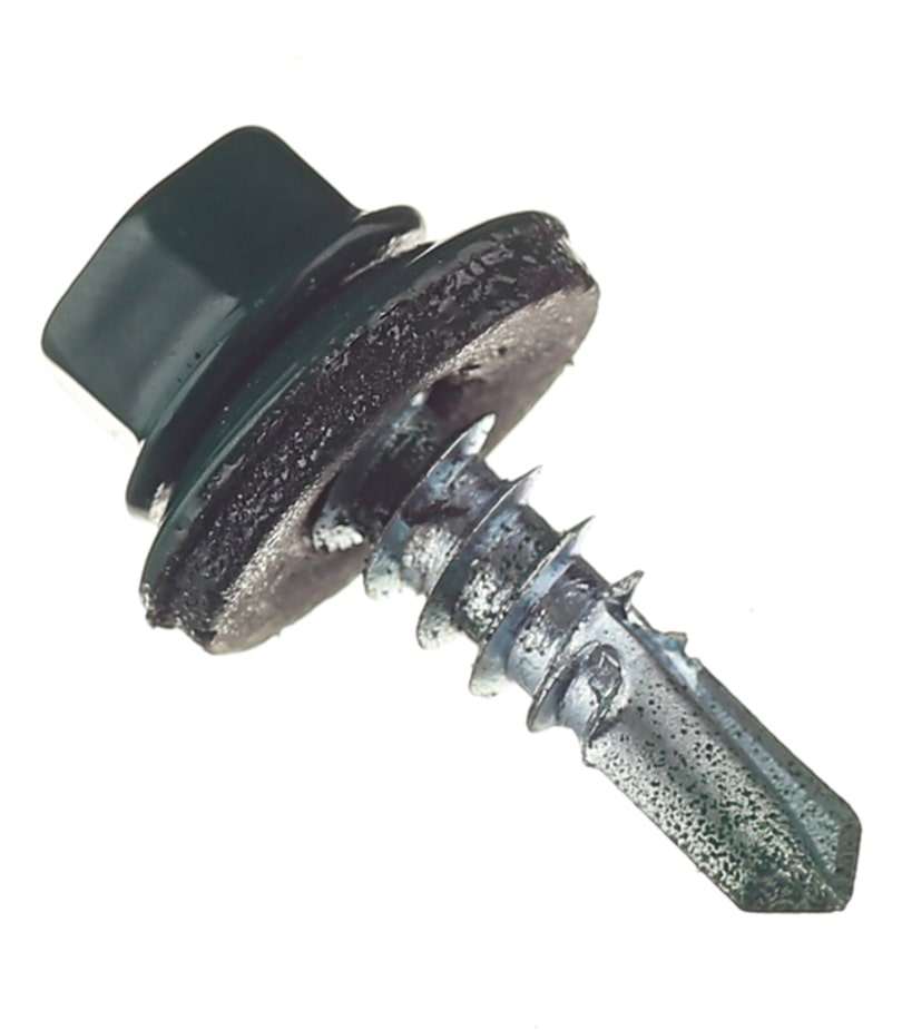 Саморезы кровельные с буром 19х5	5 мм металл-металл зеленые RAL 6005 (70 шт.)