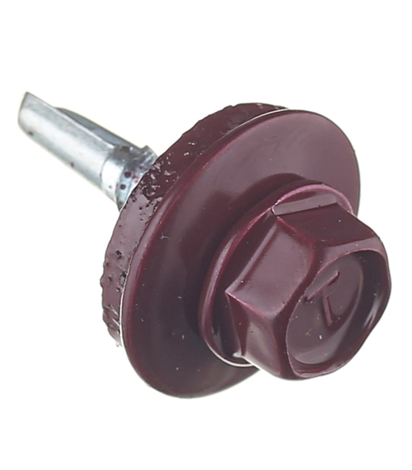 Саморезы кровельные с буром 19х5	5 мм металл-металл красное вино RAL 3005 (70 шт.)