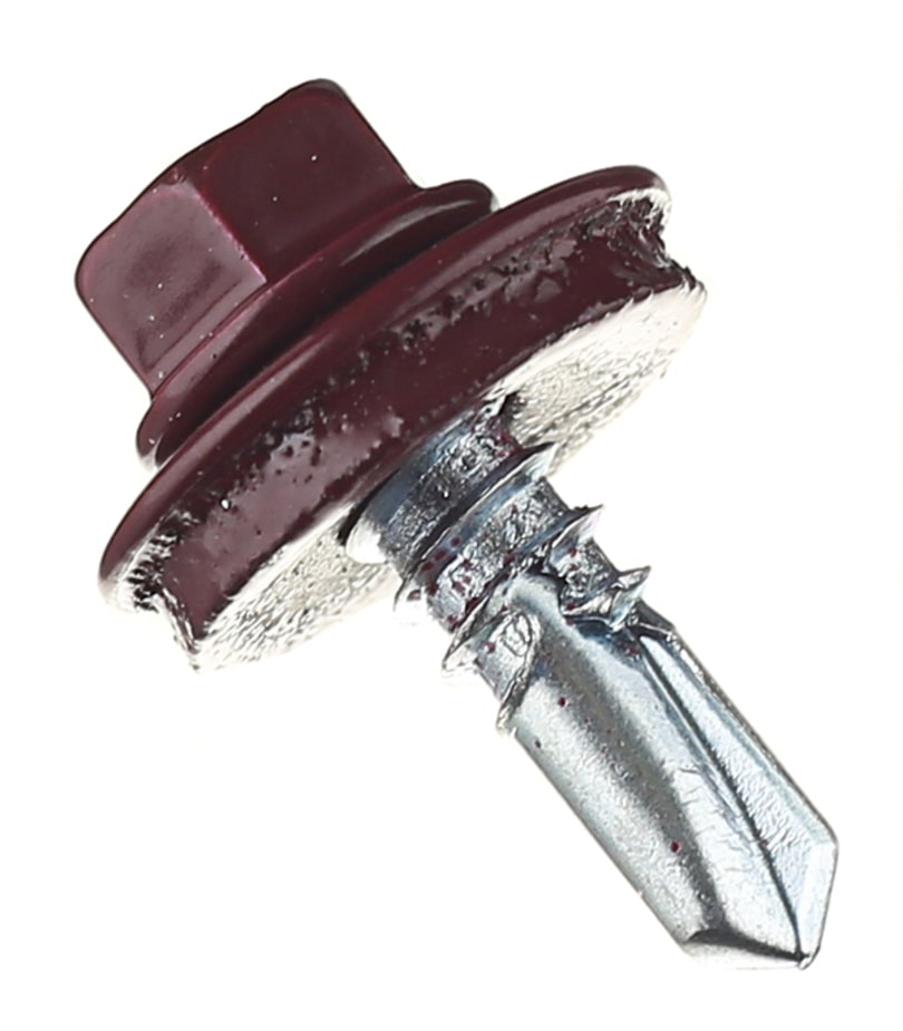 Саморезы кровельные с буром 19х5	5 мм металл-металл красное вино RAL 3005 (70 шт.)