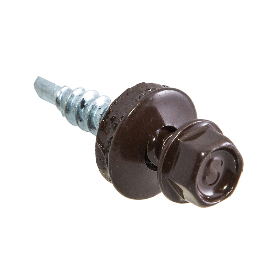 Саморезы кровельные с буром 19х5	5 мм металл-металл коричневые RAL 8017 (250 шт.)