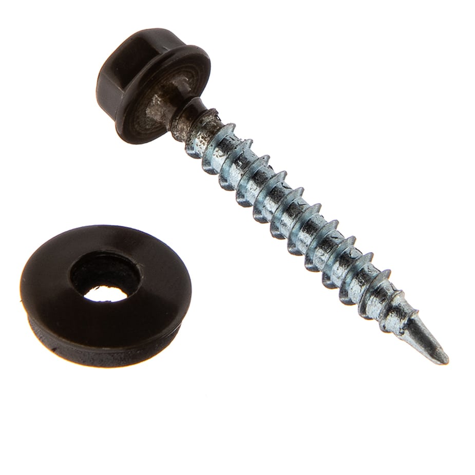 Саморезы кровельные с буром 35х4	8 мм металл-дерево темно-коричневые RR 32 Daxmer (250 шт.)