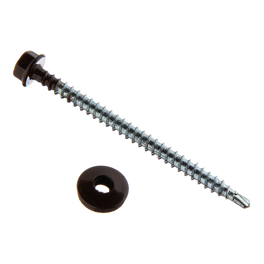 Саморезы кровельные с буром 70х4	8 мм металл-дерево коричневые RAL 8017 Daxmer (100 шт.)