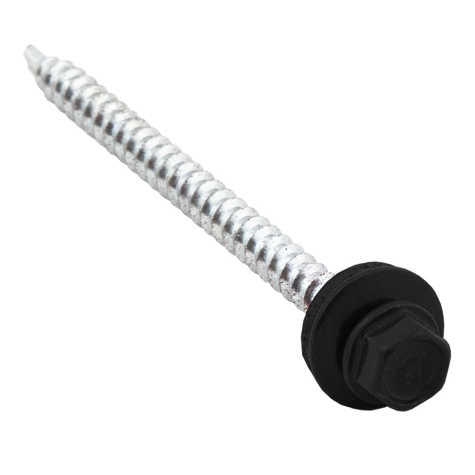 Саморезы кровельные с буром 70х4	8 мм металл-дерево черный янтарь RAL 9005 (100 шт.)