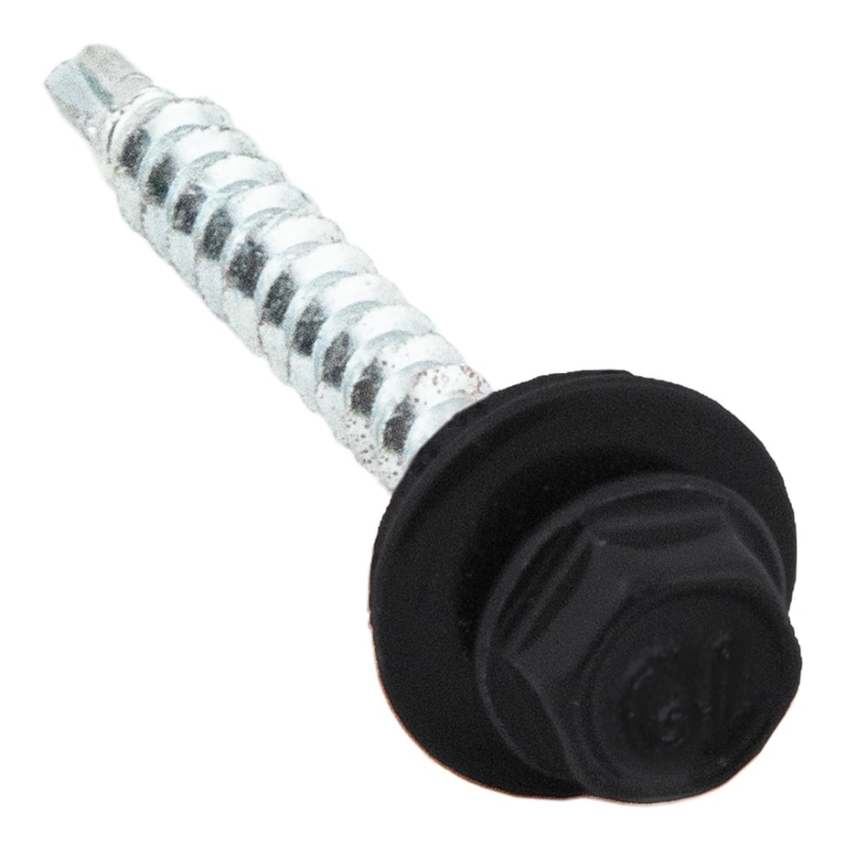 Саморезы кровельные с буром 35х4	8 мм металл-дерево черный янтарь RAL 9005 Daxmer (250 шт.)