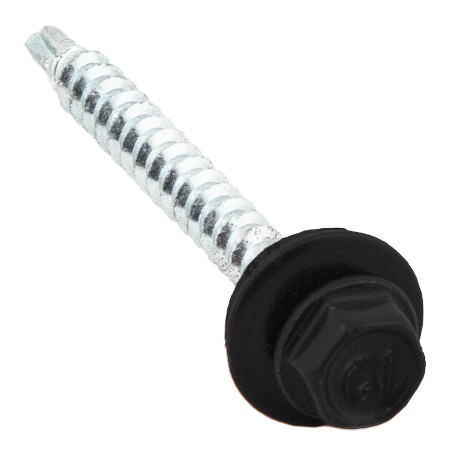 Саморезы кровельные с буром 50х4	8 мм металл-дерево черный янтарь RAL 9005 Daxmer (250 шт.)