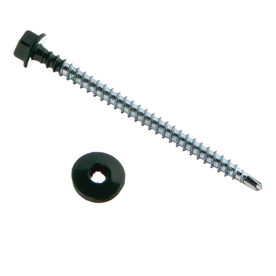 Саморезы кровельные с буром 70х4	8 мм металл-дерево зеленые RAL 6005 Daxmer (100 шт.)