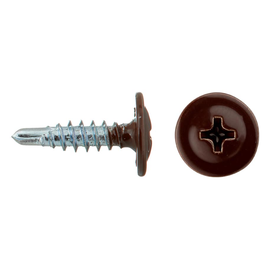 Саморезы клопы 16x4	2 мм с буром Daxmer (20 шт.) коричневый RAL 8017