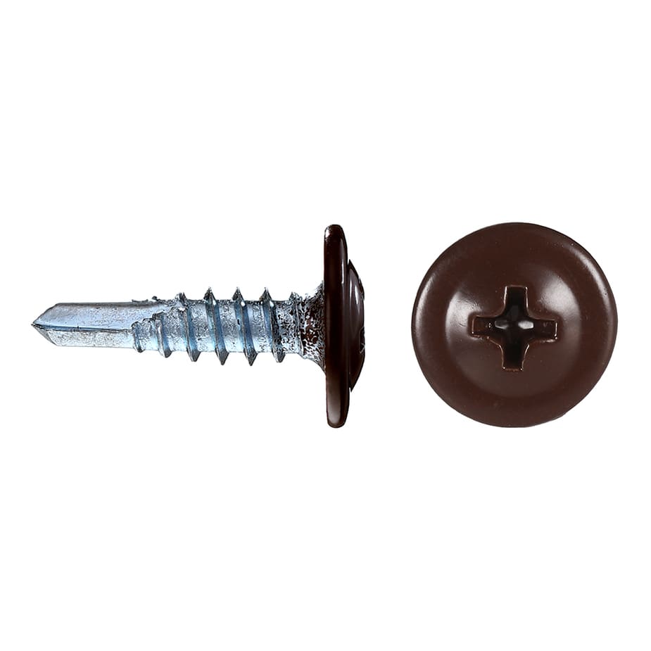 Саморезы клопы 16x4	2 мм с буром Daxmer (200 шт.) коричневый RAL 8017