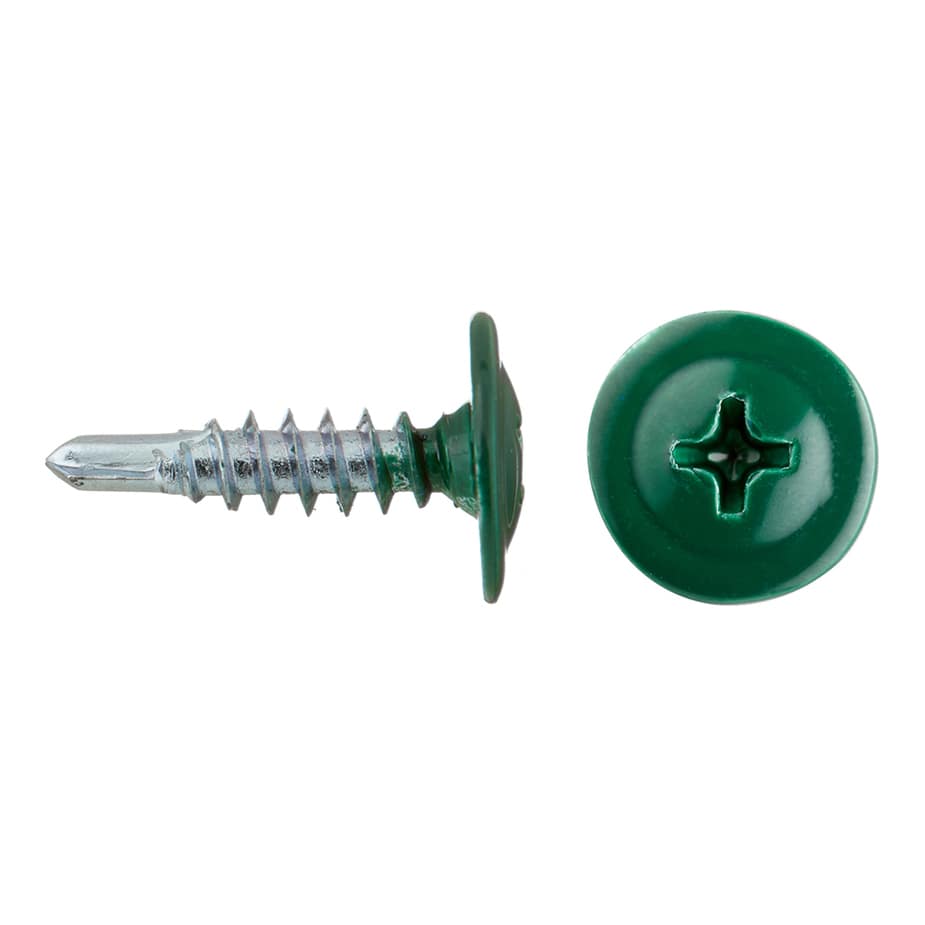 Саморезы клопы 16x4	2 мм с буром Daxmer (200 шт.) зеленый RAL 6005